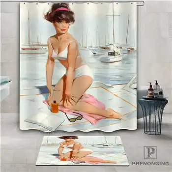 

Custom pin-up (3) Waterproof Shower Curtain Doormat Home Bath Bathroom Polyester Fabric Multi Sizes#2019-01-12-269