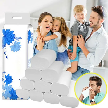 

12 Roll Strong Soft 4-Ply Toilet Paper Bath Tissue Bulk Roll Skin-friendly J55