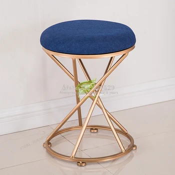 

38%Nordic Bedroom Furniture Wrought Iron Stool Ottoman Fabric Cover Shoe Bench Dressing Table Chair Nail Makeup Stool