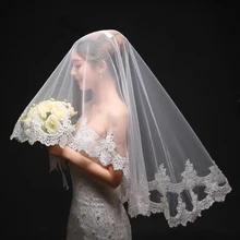 2019 One Layer Short Veil Wedding 1.5*1.5M Length Lace Edge Bridal Veil Without Comb Cove The Face Wedding Veil
