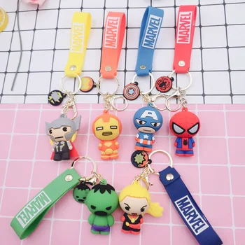

Marvel The Avengers Keychais Cartoon Cute Captain America Iron Man Thor Car Key Chain Children Bag Pendant Keyring Lovers Gifts