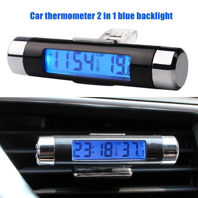 Horloge Voiture, Thermomètre Voiture 2 en 1 LED numérique d