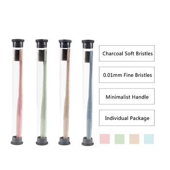 

4pcs Eco Friendly Wheat Straw Handle Bamboo Charcoal Bristle Adult Teeth Brush Natural Soft And Ultra Fine Bristles Toothbrushes
