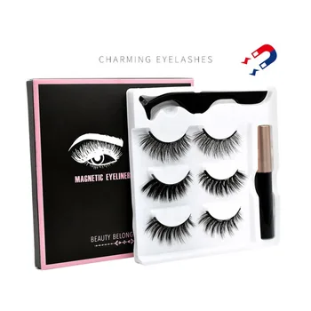 

Wholesale Magnetic Eyeliner Tweezer Waterproof Magnet Fake Eyelashes Magnetic 3 Pair Of Magnetic False Eyelashes Hot