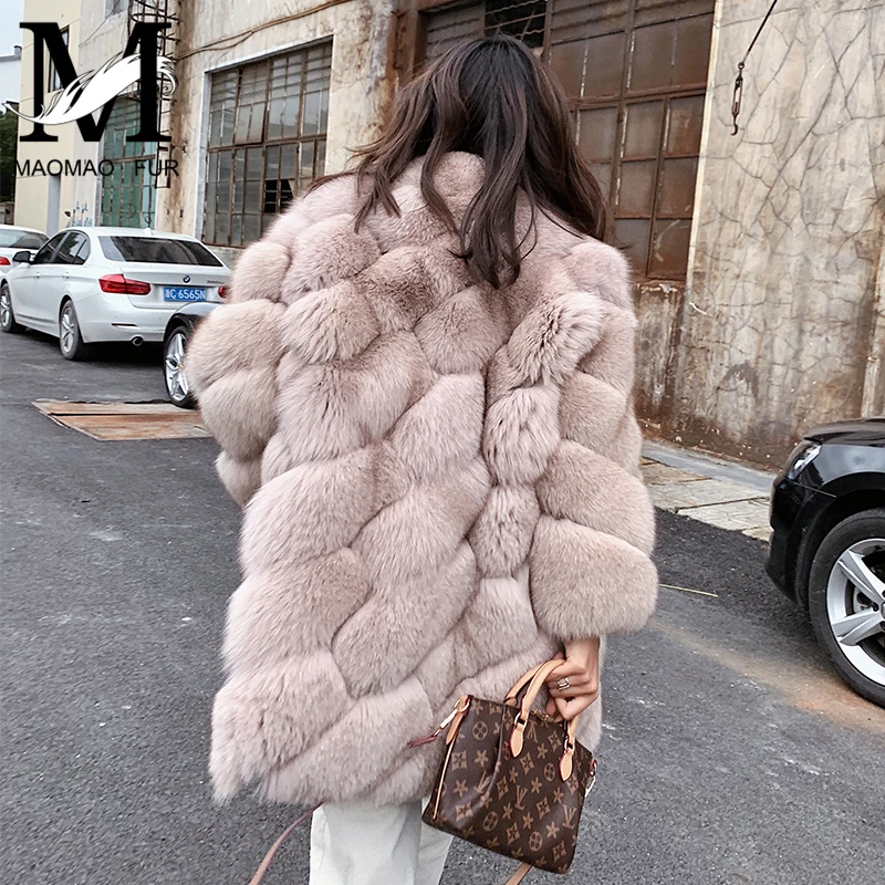 Winter Fashion Fox Fur Coat Women Luxury Warm Genuine Fur Jacket Ladies Real Fur Jacket Russian