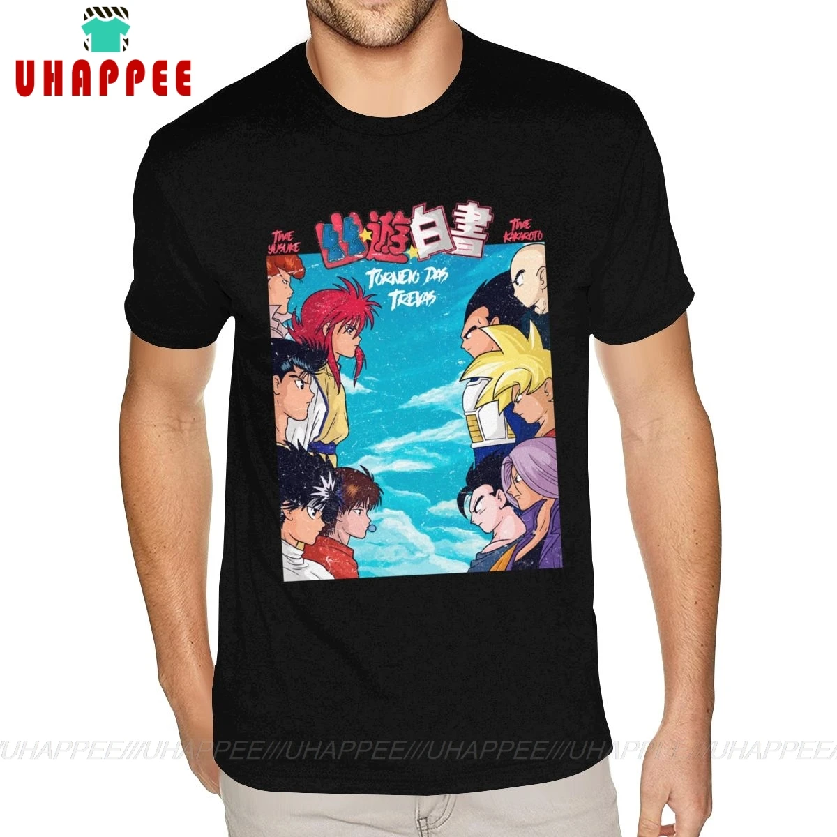 Мужская футболка с принтом Yu Hakusho Dark Tournament черная короткими рукавами и круглым вырезом на заказ|Футболки| |