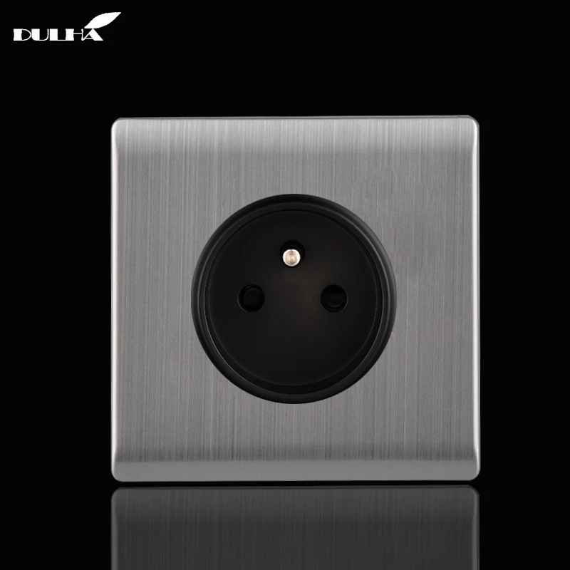 

EU French Standard Wall Power Socket 16A France AC 110~250V Electrical Power Plug Outlet Sockets Luxury Stainless Steel Panel