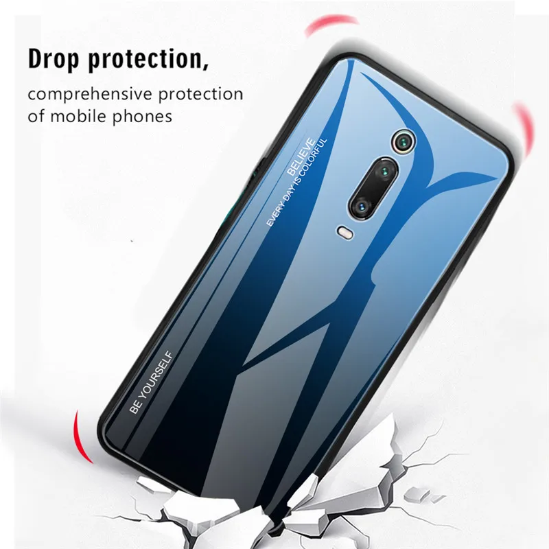 Градиентный чехол из закаленного стекла для Xiaomi Redmi K20 Note 8 7 6 5 Pro 7A 6A, силиконовый чехол с мягким краем для xiomi Redmi Note 7 8