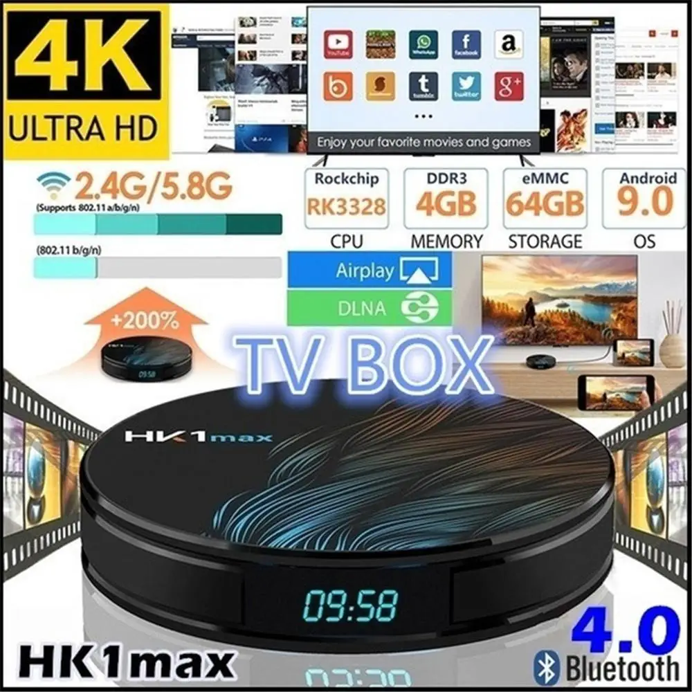 HK1 Max Smart tv Box Android 9 0 4 Гб 128 64 32 Rockchip 4K Wifi Netflix телеприставка медиаплеер 2Гб 16 ГБ ТВ