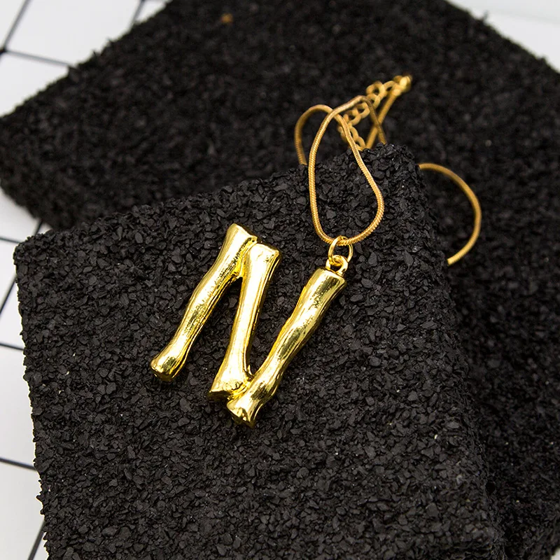 UMODE, первоначальное ожерелье с буквами, Женская цепочка золотого цвета, модное длинное ожерелье s, большое подвесное Броское ожерелье в богемном стиле BN0005 - Окраска металла: N