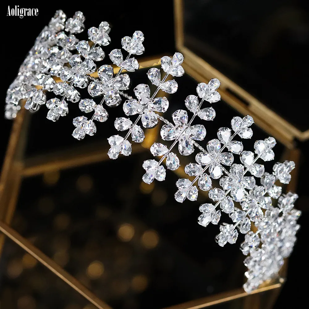 2022 Fashion Cubic Zirconia Soft Headband CZ Wedding Hairband for Women Diadem Bride Princess Headpiece Crowns Hair Accessories