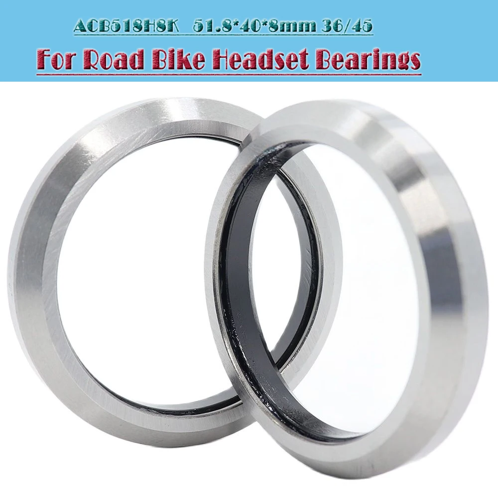 

ACB518H8K Road Bike Headset Bearings 51.8*40*8mm 36/45 Degree Chrome Steel Tapered Upper Lower ACB Bearing Set