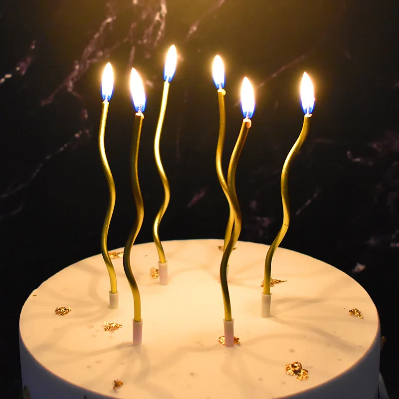 6pcs Curve Birthday Candle One Year Old Party Cake Decoration Thread