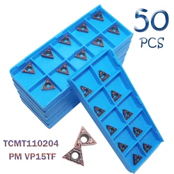 TCMT110204 PM VP15TF 50 Inserts en carbure lame TCMT 110204 outil de tournage interne, tour à métal, outil de coupe, accessoires 