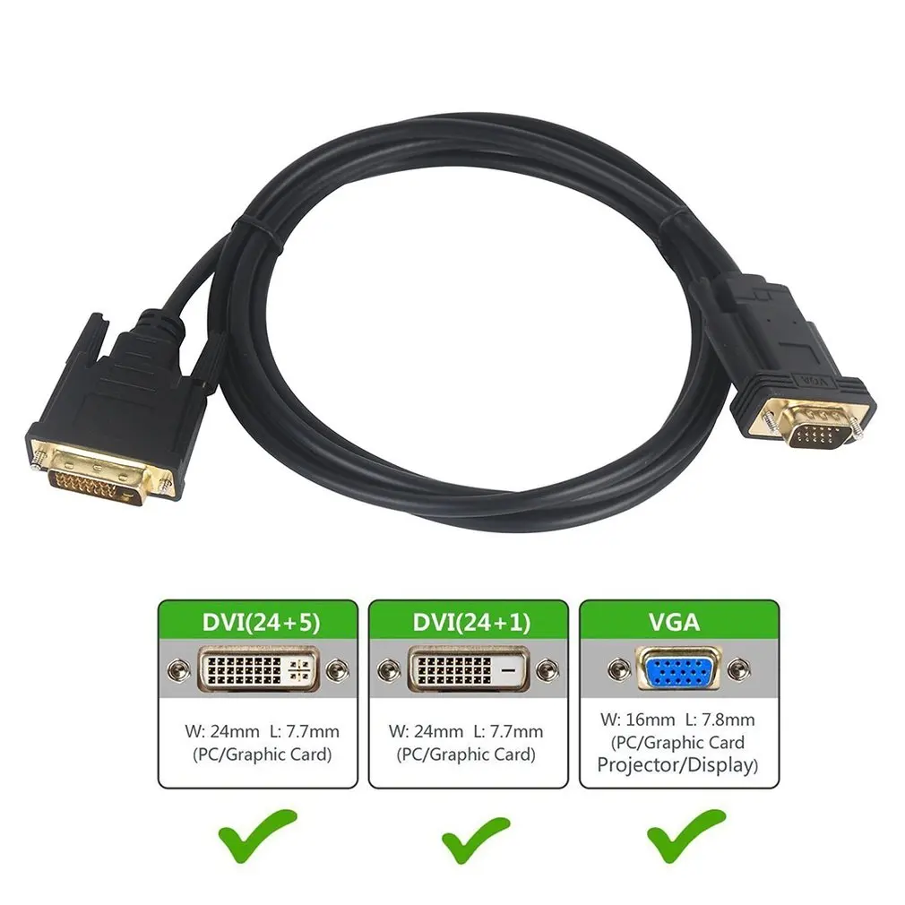 DVI 24+ 1 папа к VGA папа адаптер видео кабель конвертер 24+ 1 25Pin DVI-D к VGA 1080P для проектора ТВ для ПК
