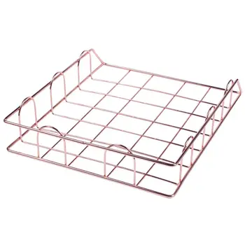 

Nordic Rose Gold Metal Stackable Storage Basket Office Desktop A4 Paper Finishing Basket azine Newspaper Organizer Frame Rack
