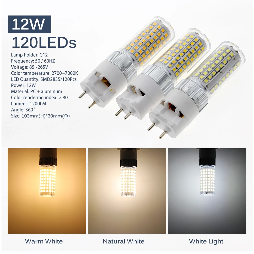 G12 светодиодный лампы светильник AC85 265V 10 Вт 1000LM 15 1500LM высокое Яркость SMD2835