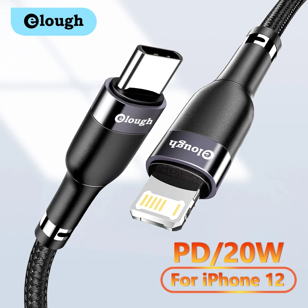 Elough PD 20W USB Type C Cable For iPhone 13 12 11 Pro Max Phone Fast Charging Cable Type C To Lighting Cable For iPad Macbook type of android charger