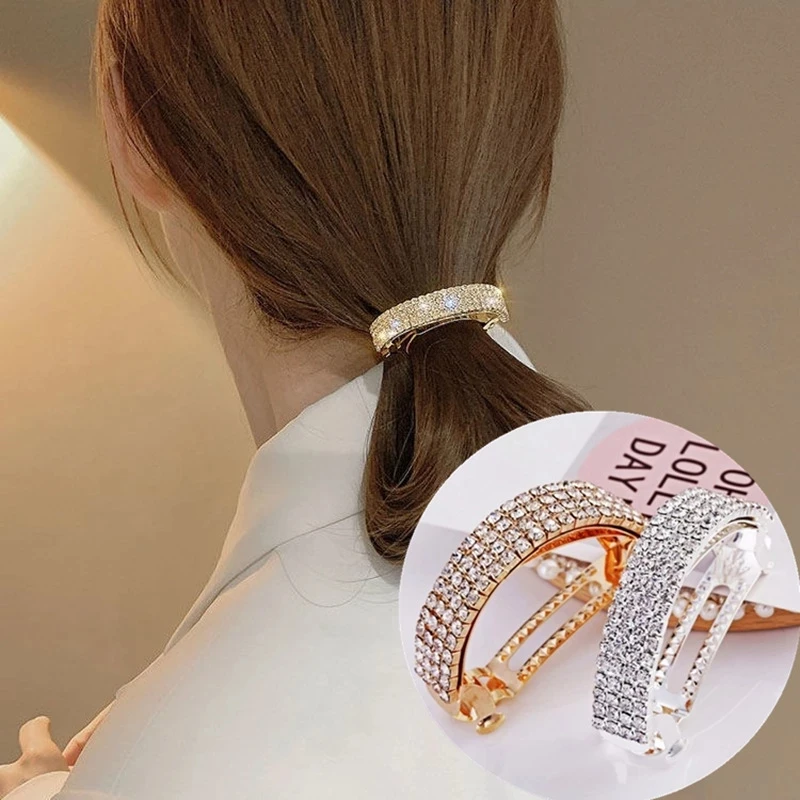 

Lystrfac Fashion Girls Metal Rhinestone Hair Clips For Women Hair Barrettes Ponytail Clip Women's Hair Accessories Hairpin