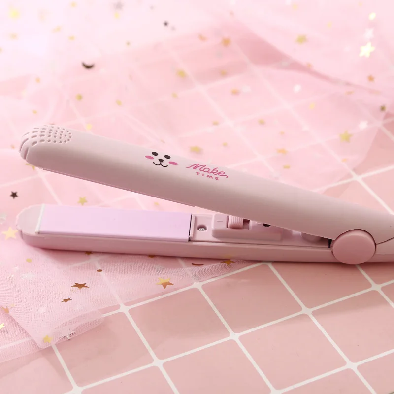 Pink Мини плоский утюжок для волос выпрямитель для волос Щипцы для выпрямления волос steampod милые профессиональные щипцы для завивки волос - Цвет: Pink