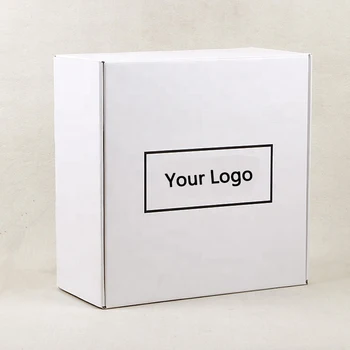 

150PCS/lot Custom E-Commerce Packaging Box Corrugated White mailer box, gold ink logo on the inside lid, free shipping