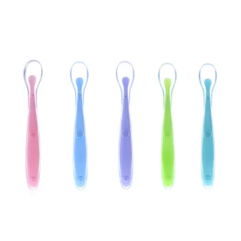 

Baby Soft silicone feeding spoon baby Spoon Safety Tableware Infant Learning spoons