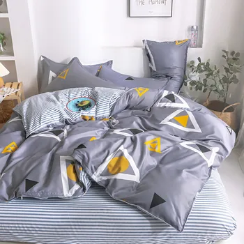 

Nordic grey Bedding sets,220×240 duvet cover Set With pillowcase，Geometric patterns Blanket cover,210×210 King Size bed set