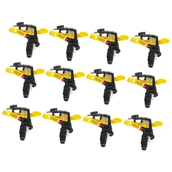 

12 Pieces Heavy Duty Plastic Impact Head Sprinkler, 25-360 Degree Rotating Range - 1/2Inch