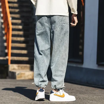 

Men's Cotton Pure Color Jeans Male Loose Trend of The Joker with Belt Straight Handsome Comfortable Pants Free Shipping Sale Hot