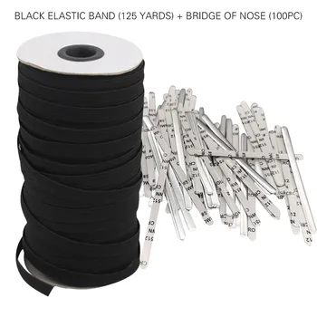 

Disposable Elastic Band String 125 Yards (114 Meters) 1/4 Inch Black And Nose Wire Strip(100pcs) Skin-friendly Safe And Durable
