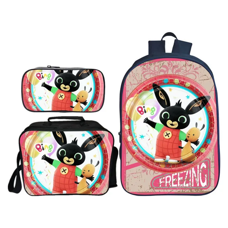 same as picture Сумка Mochila для мальчиков девочек мультфильм Bing кролик ортопедический большой путешествия ноутбук набор рюкзаков плечевая сумка школьный портфель - Цвет: same as picture