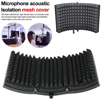 

Foldable Microphone Acoustic Isolation Shield anti-spray mesh cover sound absorbing cover Foams studio equipment