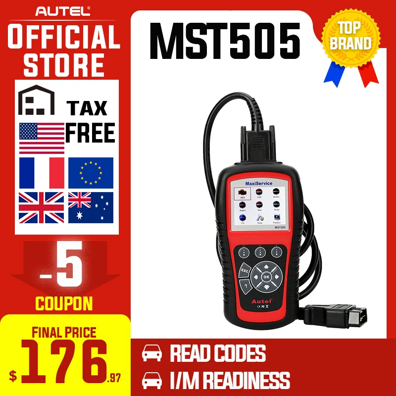 US $181.24 Autel MST505 OBD2 Code Reader Scanner for Audi Seat Skoda Cars All Systems Diagnosis Oil EPB Full OBDII Functions Printing Data