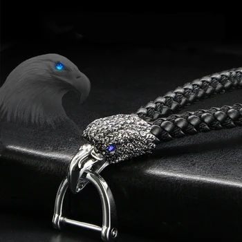 

New Arrival Creative Animal Eagle Head Keychain Horsebuckle Leopard Head Metal Key Chain Luxury Car Keyring Hand Woven Jewelry
