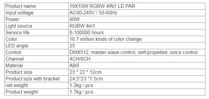 18*10 Вт RGBW 4в1 светодиодный Par свет с DMX512 контролем сценический свет для DJ Свадебная Дискотека бар сценический 18x10 Вт 4 в 1 Par свет