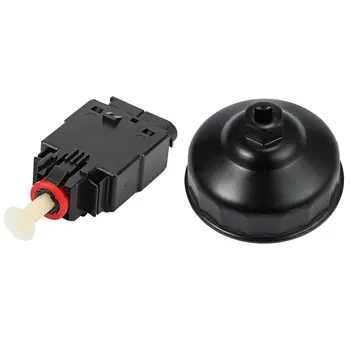 

1x 86MM 16 Flute Black Oil Filter Wrench Housing Cap for BMW Engines & 1set 4 Pin Brake Lights Lamps Switch Brake