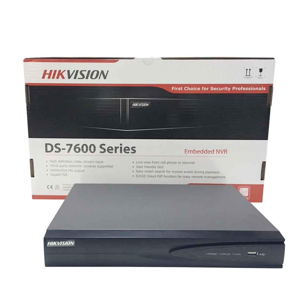Hikvision 4CH PoE NVR DS-7604NI-K1/4 P 4-канальный встроенный Plug Play 4K NVR с 4 PoE портами для ip-камеры системы видеонаблюдения