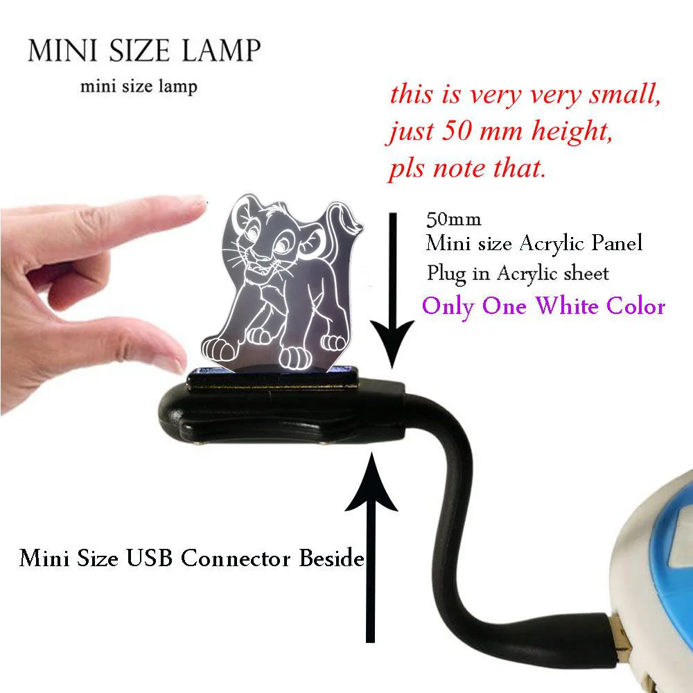 Mini USB Lamp Король Лев USB сенсорный светодиодный детский Ночной светильник мультфильм Simba декор комнаты дети день рождения праздник подарок Король джунглей настольная лампа - Испускаемый цвет: Mini USB Lamp