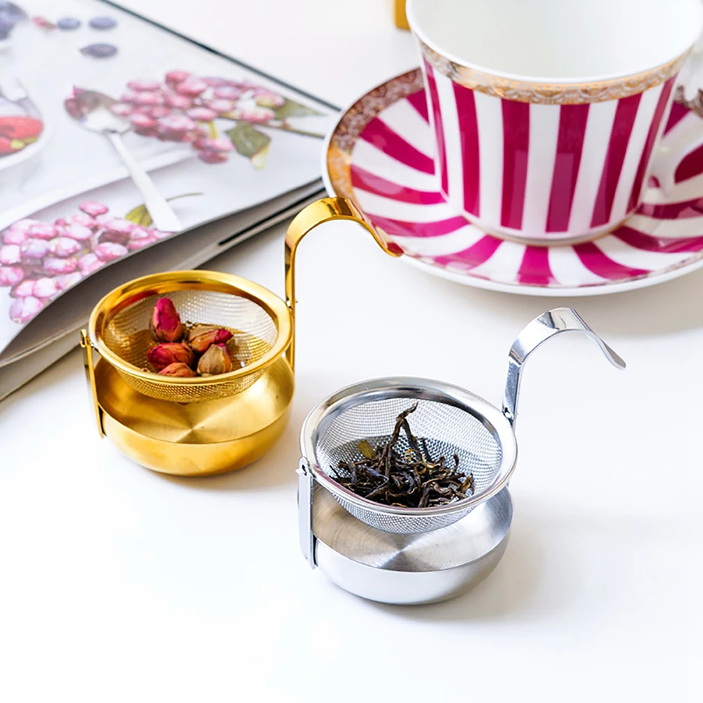 Non-Slip Stainless Steel Tool Tea Filter Drinkware Simple Reusable Accessories Mesh With Handle Rustproof Rotating Strainer