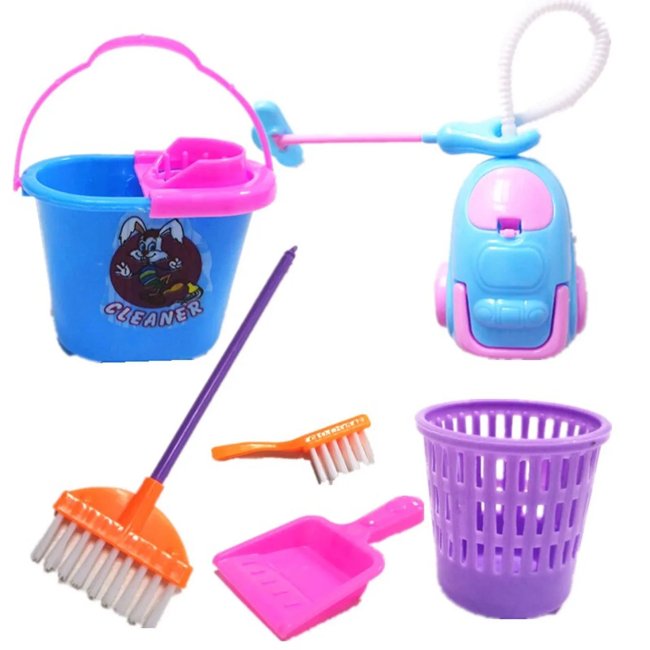 Barbie Doll Accessories Vacuum Cleaner Cleaning Tools 6 Pieces Random Color