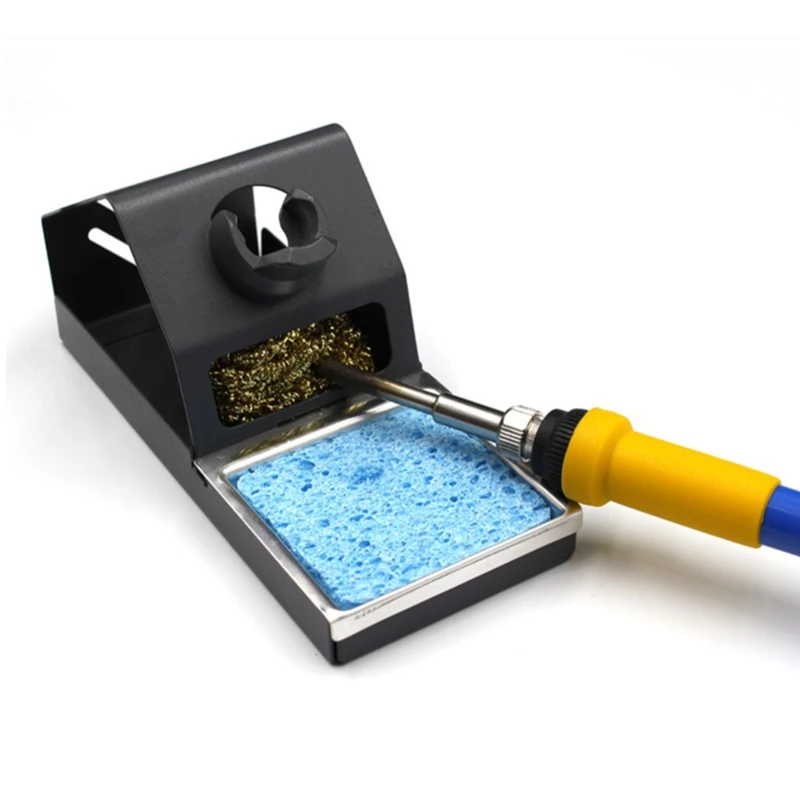 Najtaniej T12 stacja lutownicza stojak stabilny spawanie żelazne końcówki do lutowania uchwyt z podkładka izolacyjna drut mosiężny piłka końcówka czyszcząca gąbka