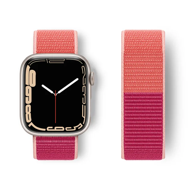 Nylon Strap for Apple Watch Band Series 765 45mm 41mm44mm 40mm  Smartwatch Watchband Belt Sport Bracelet on iWatch 4 3 42mm 38mm Pomegranate