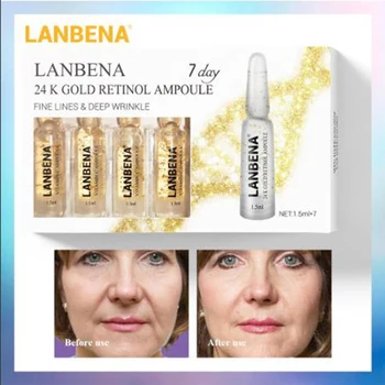 

LANBENA 24K Gold Retinol Ampoule Serum Anti-Aging Firming Deep Wrinkle Remove Fine Lines Moisturizing Nourishing For 7 Days