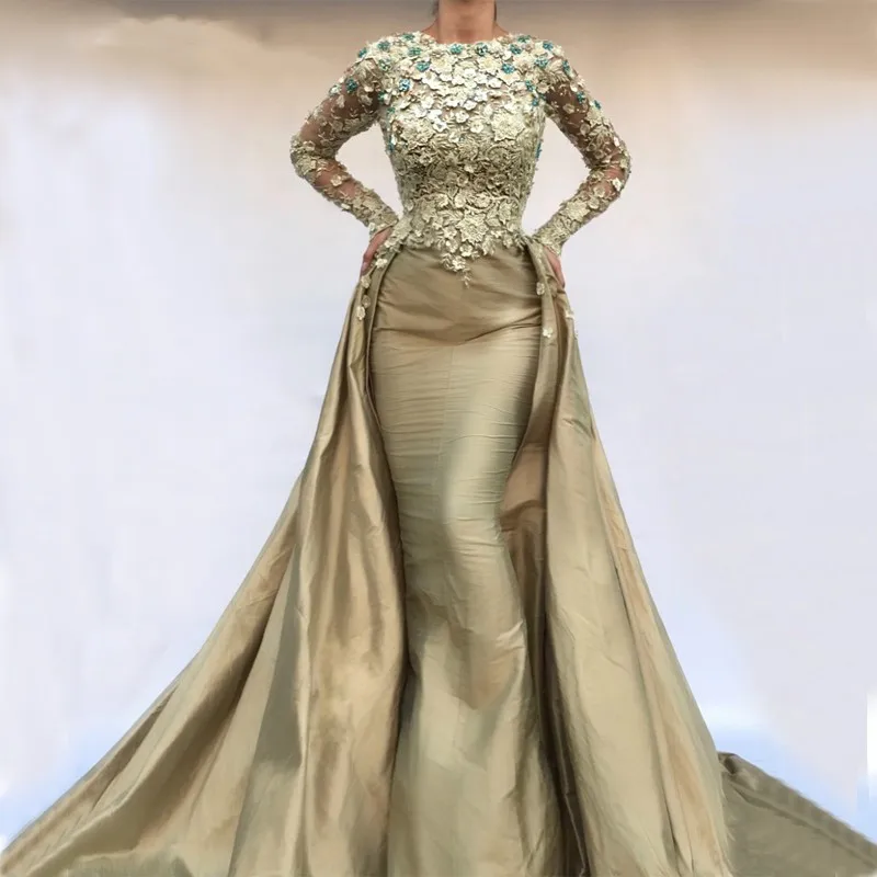 Saudi Arabië Mermaid Avondjurken 2019 Robe De Soiree Kaftan Dubai Marokkaanse Lange Mouwen Kant Taft Vintage Formele Toga Saudi Arabië Mermaid Avondjurken 2019 Robe De Soiree Kaftan Dubai Marokkaanse Lange Mouwen Kant Taft Vintage Formele Toga