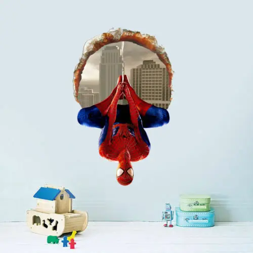 3D наклейки, Spider-man, декоративные наклейки, детская комната, Декор, Супермен, Человек-паук, гигантские наклейки на стену, клей для детской комнаты, настенные