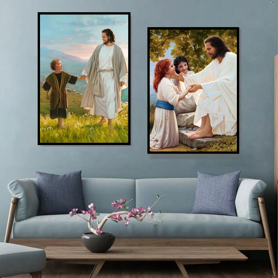 

Nordic Poster Jesus And The Virgin Mary Bible Story Prints Living Room Pure Sacred Wall Pictures