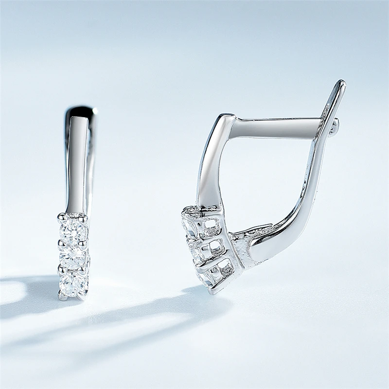 

DY 925 Sterling Silver Earring Clear Cubic Zirconia Simple Unique Elegant Hoop Earring Gift For Women Engagement Trendy Jewelry