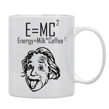 

1Pcs New 350ml White Ceramic Mug Einstein Formula E = MC2 Energy Milk Coffee Cup Physics Math Funny Science Gifts for Friends