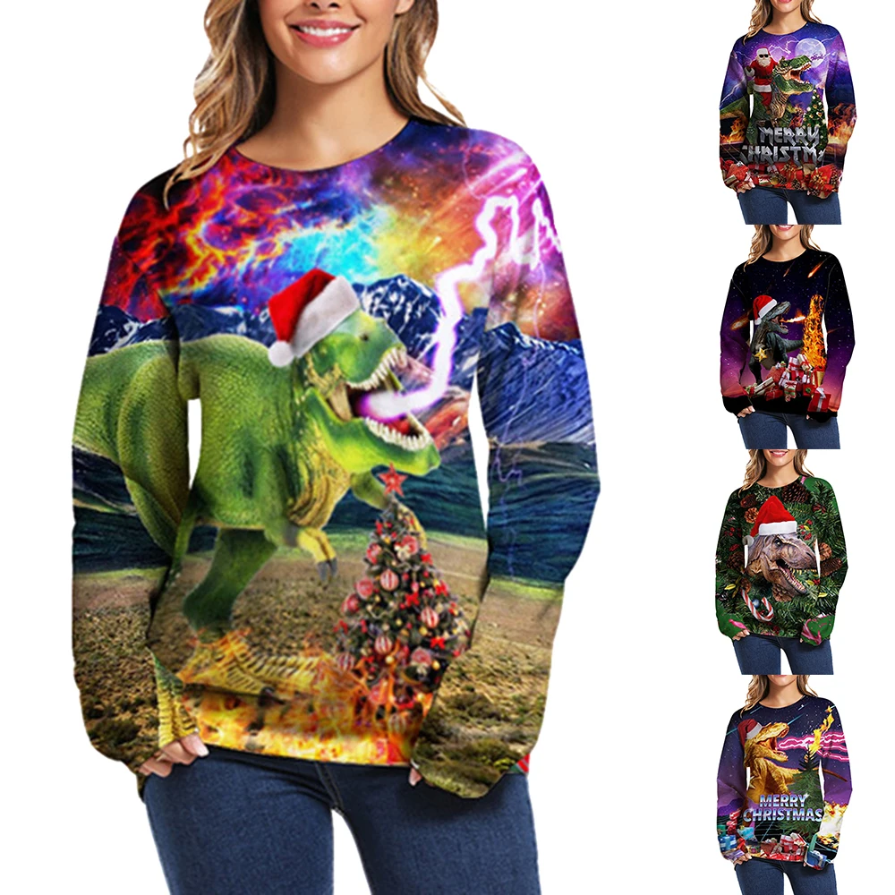 Unisex Women Men Christmas Sweatshirt Jumper Autumn Shirts 3D Print Long Sleeve Pullover Sweatshirts For Soft Tops | Женская одежда
