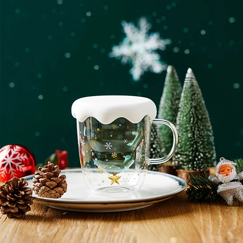 Christmas Tree Glass Household Double wall Heat Insulated Coffee Mug –  HeyHouseCart